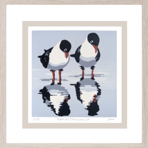 'Reflecting Gulls' - framed